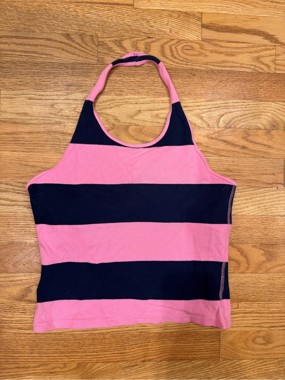 Vintage Y2K Abercrombie & Fitch Pink Navy Striped Halter Top Large
